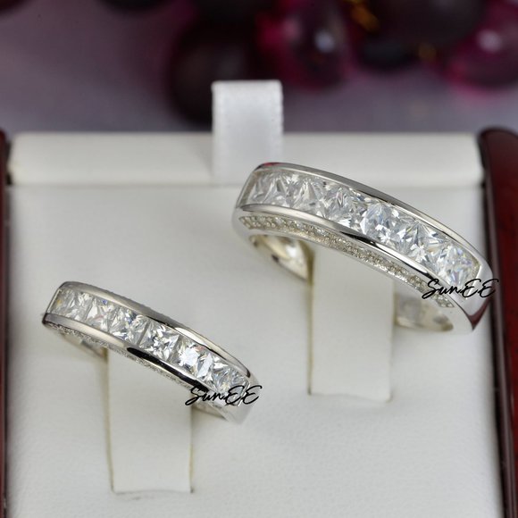 SunEE Jewelry - NEW REAL 925 HIS HERS WEDDING BAND RING SET
